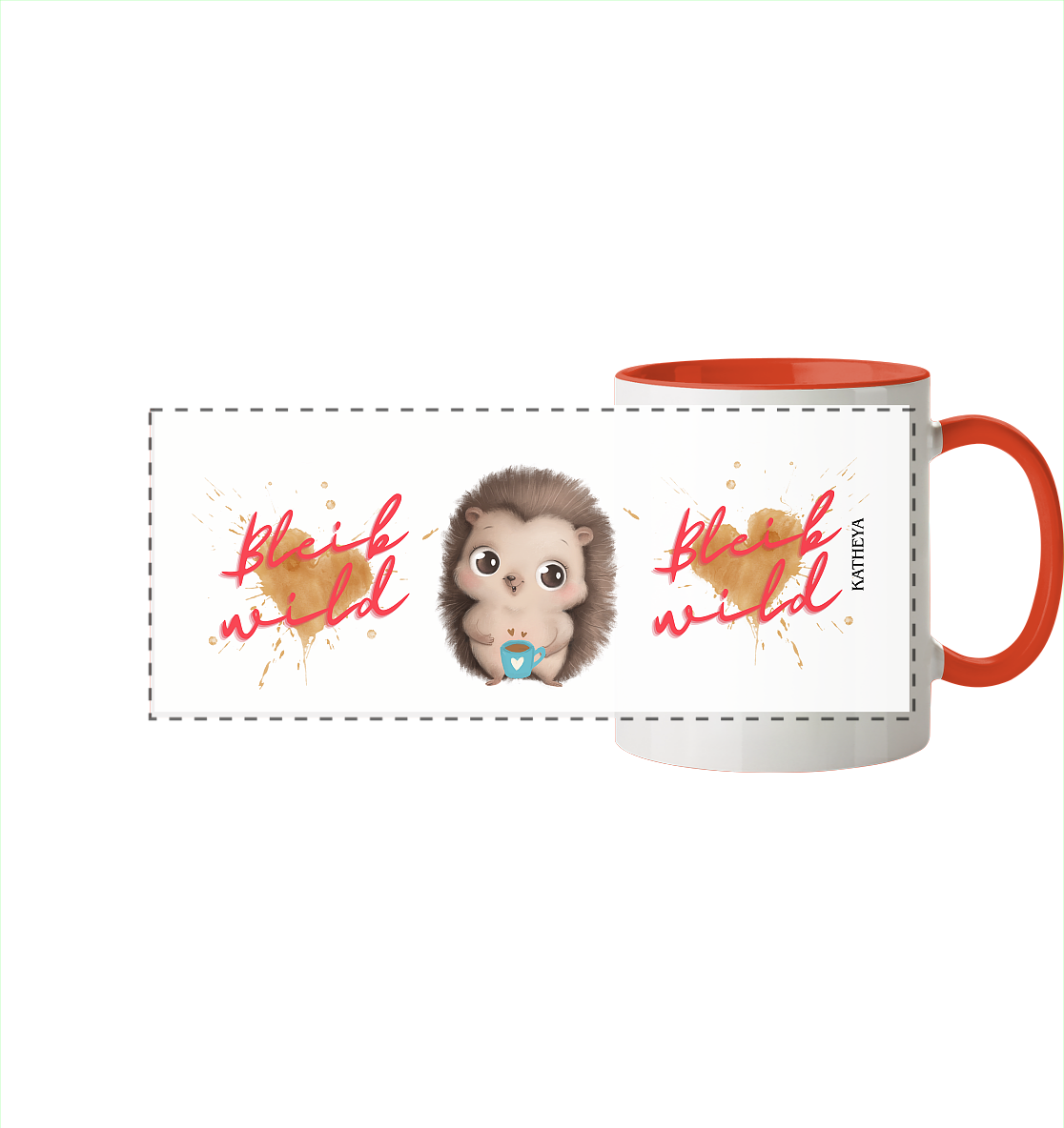 Igel- Bleib wild - Panorama Tasse zweifarbig