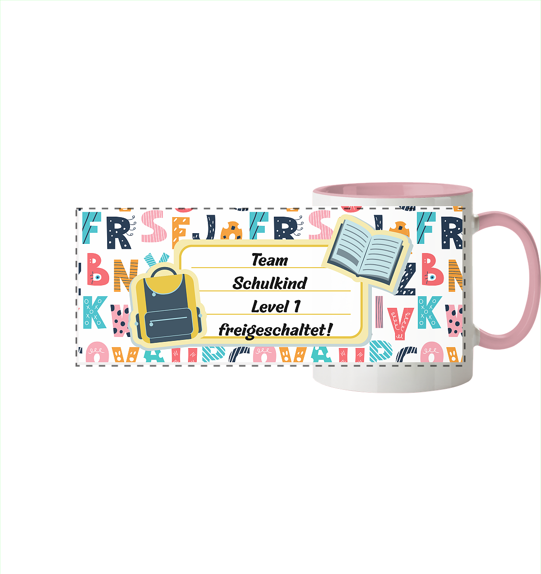 Schulanfang-Team - Panorama Tasse zweifarbig