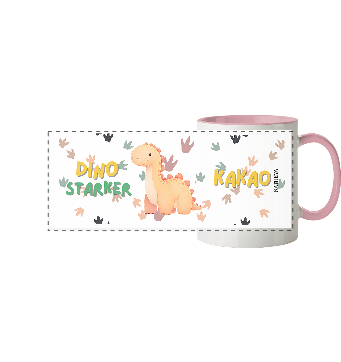 Dino starker Kaffee - Panorama Tasse zweifarbig