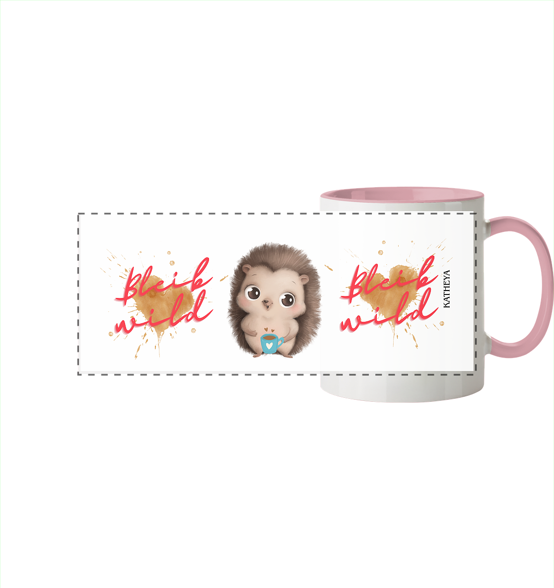 Igel- Bleib wild - Panorama Tasse zweifarbig