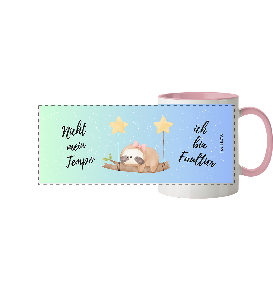 Faultier-nicht mein Tempo, ich bin Faultier - Panorama Tasse zweifarbig