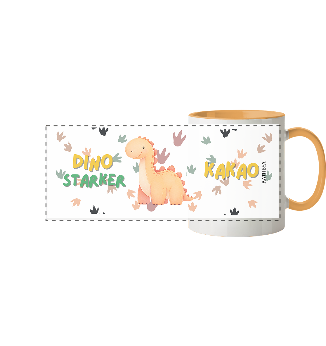 Dino starker Kaffee - Panorama Tasse zweifarbig