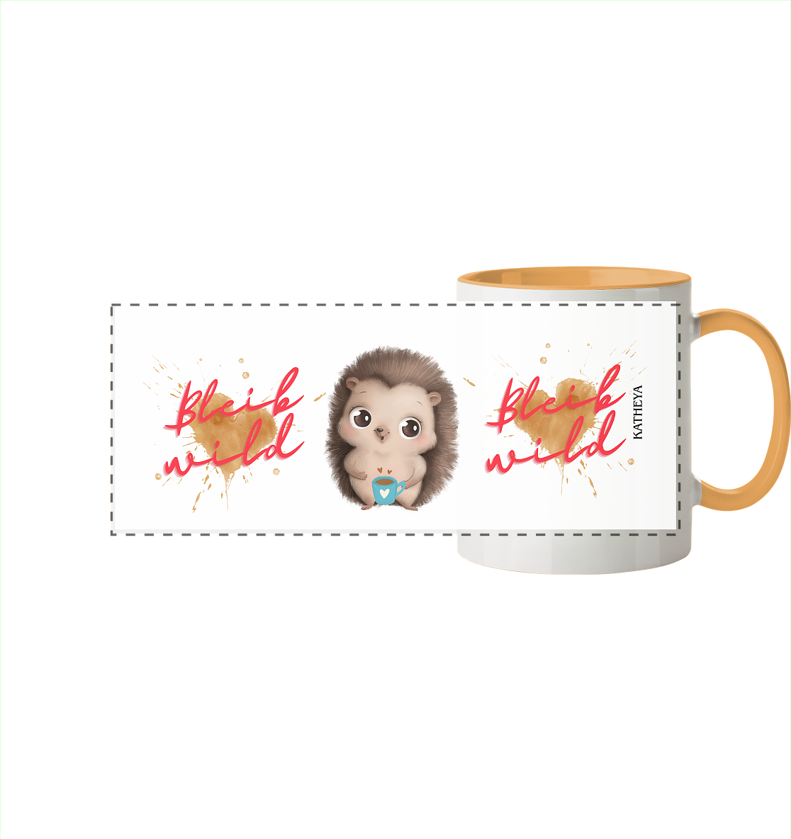 Igel- Bleib wild - Panorama Tasse zweifarbig