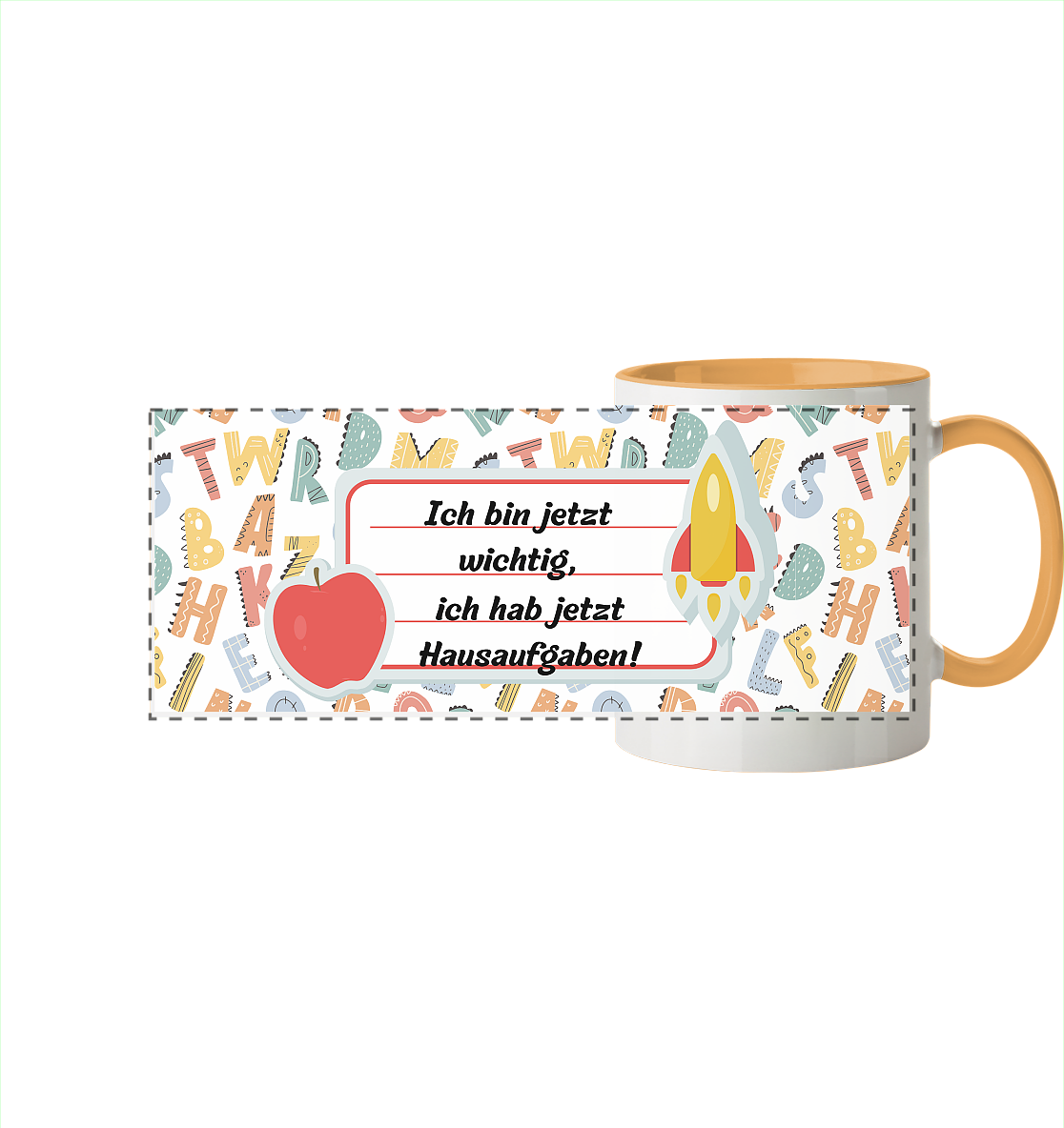 Schulanfang-Ich bin jetzt wichtig - Panorama Tasse zweifarbig