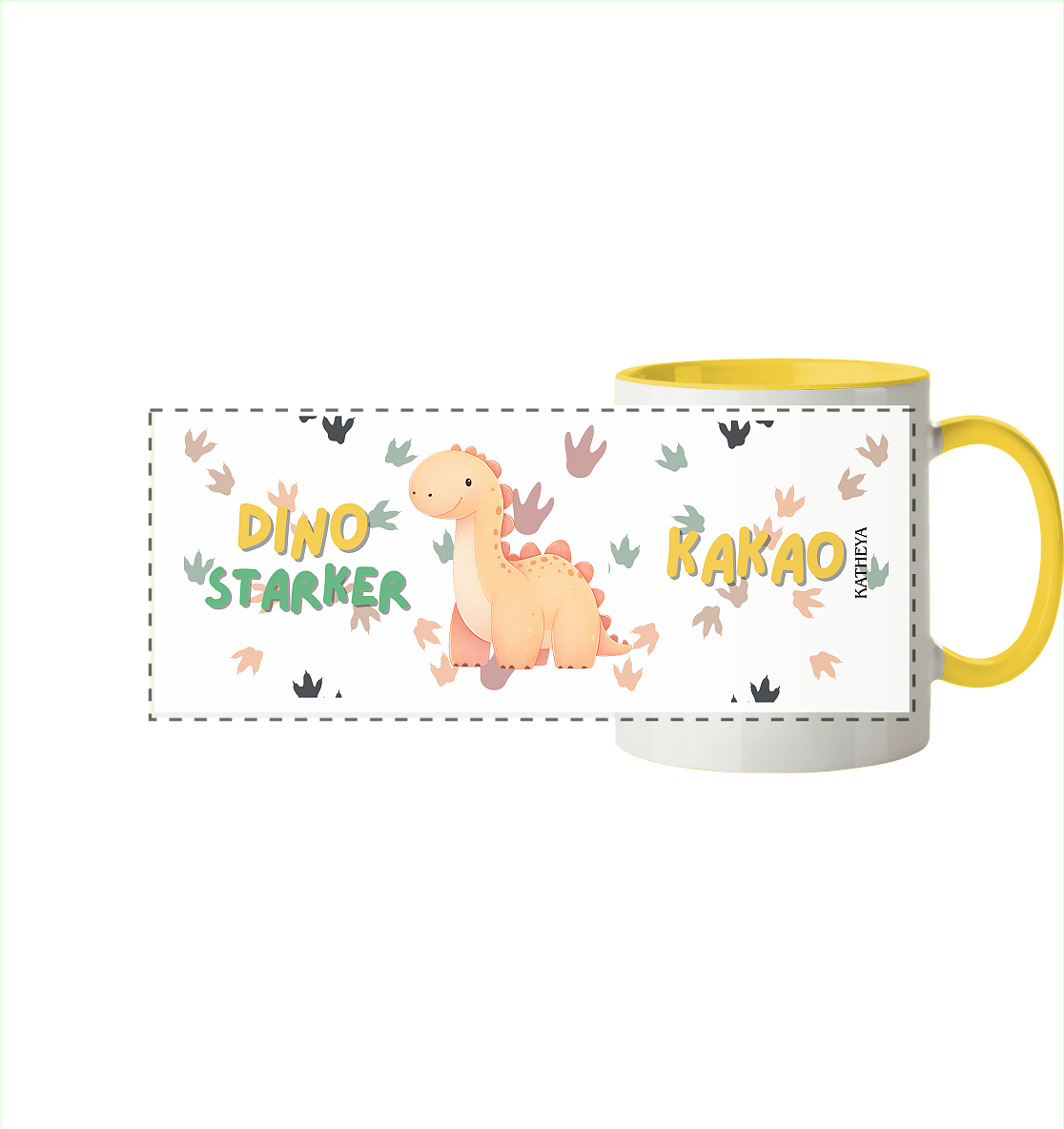 Dino starker Kaffee - Panorama Tasse zweifarbig