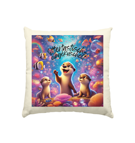 Ottertastisch eingekuschelt Natur Kissen - Kissen natur 40x40cm