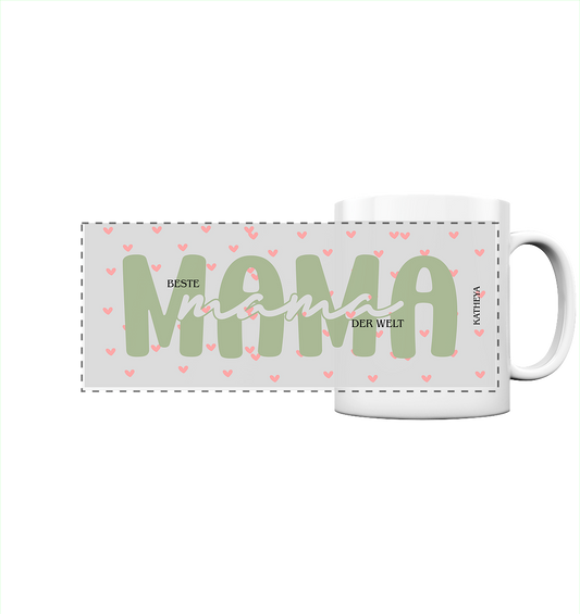 Muttertags Geschenk- Beste Mama der Welt.  - Panorama Tasse