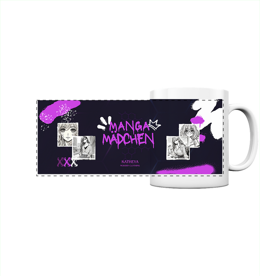 Manga Mädchen-mit Zeichnungen - Panorama Tasse