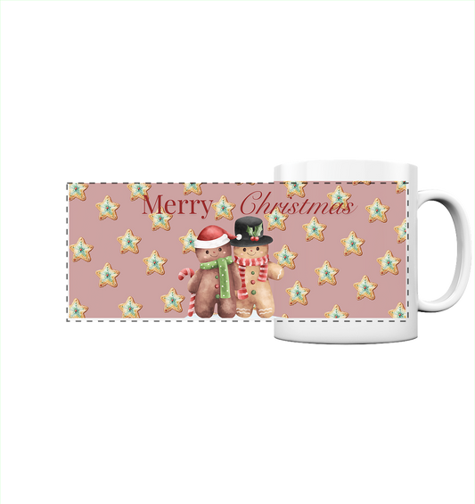 Merry Christmas-Lebkuchenpaar - Panorama Tasse