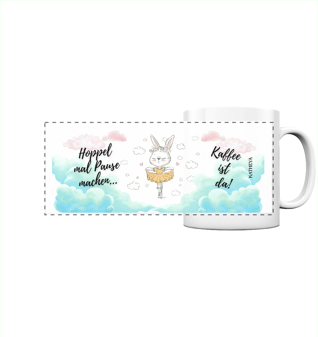 Hase - Hoppel mal Pause machen, Kaffee ist da - Panorama Tasse