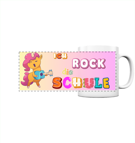 Schulanfang-Ich Rock die Schule Einhorn Gitarre - Panorama Tasse