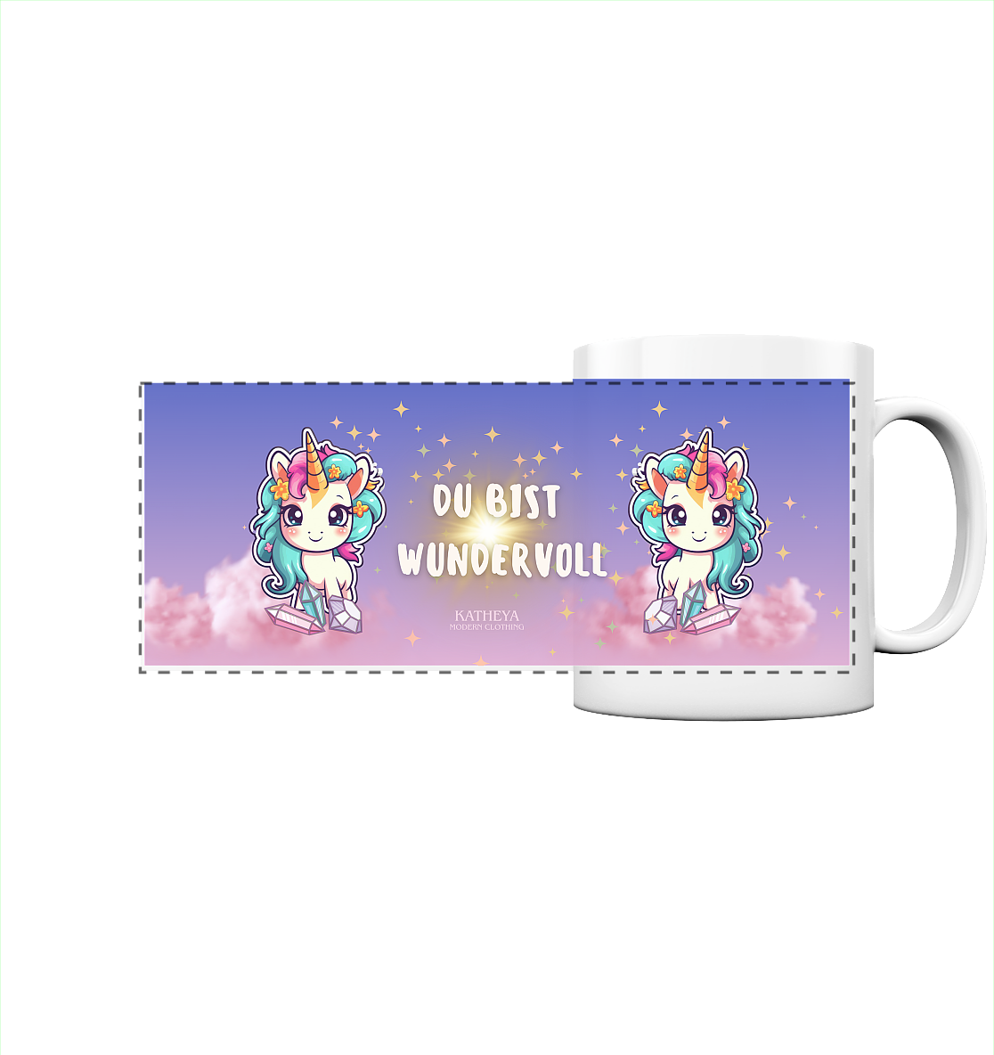 Einhorn - Du bist wundervoll - Panorama Tasse
