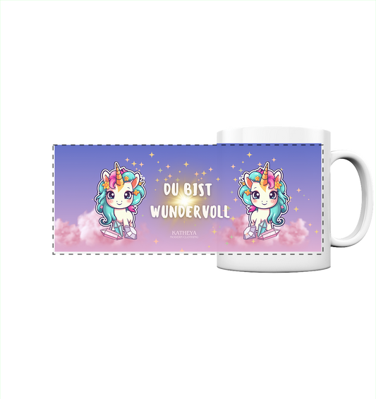 Einhorn - Du bist wundervoll - Panorama Tasse
