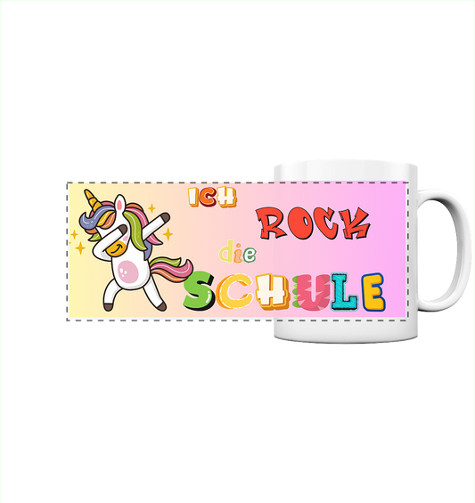 Schulanfang-Ich Rock die Schule Einhorn - Panorama Tasse