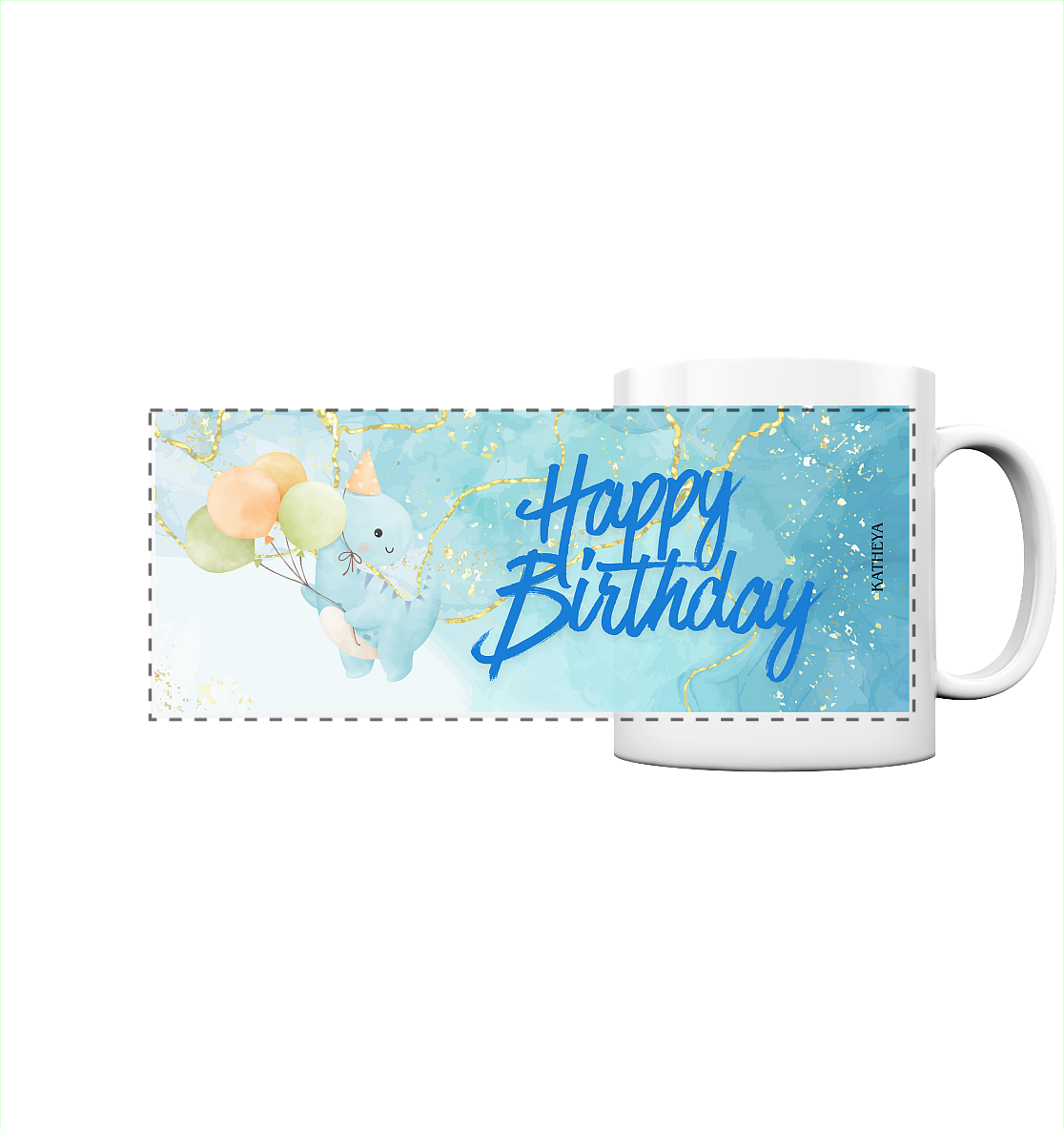 Dino - Happy Birthday - Panorama Tasse
