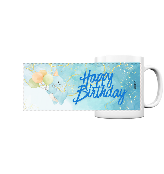Dino - Happy Birthday - Panorama Tasse