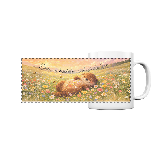 Komm wir kuscheln uns durch den Tag - Panorama Tasse