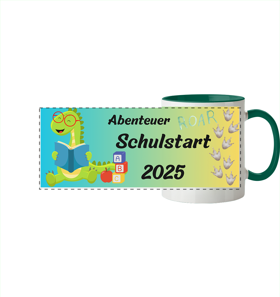 Schulanfang-Abenteuer Schulstart 2025 - Panorama Tasse zweifarbig