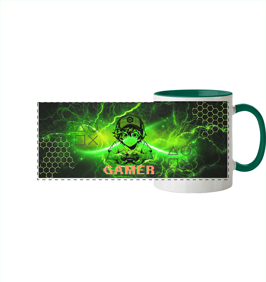 Gamer Boy - Panorama Tasse zweifarbig