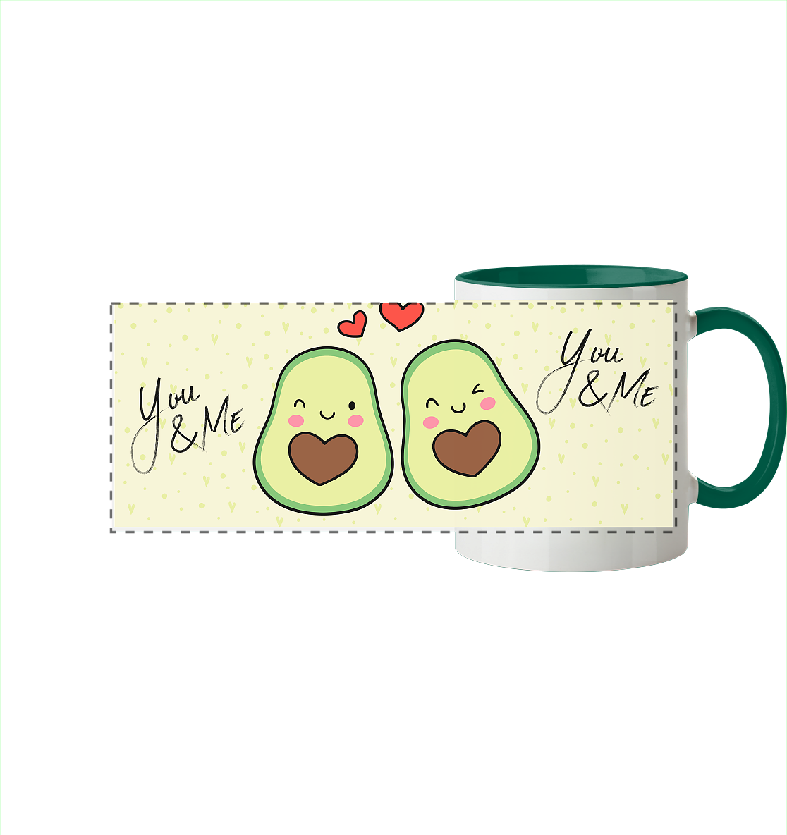 Avocado-Liebe - Panorama Tasse zweifarbig