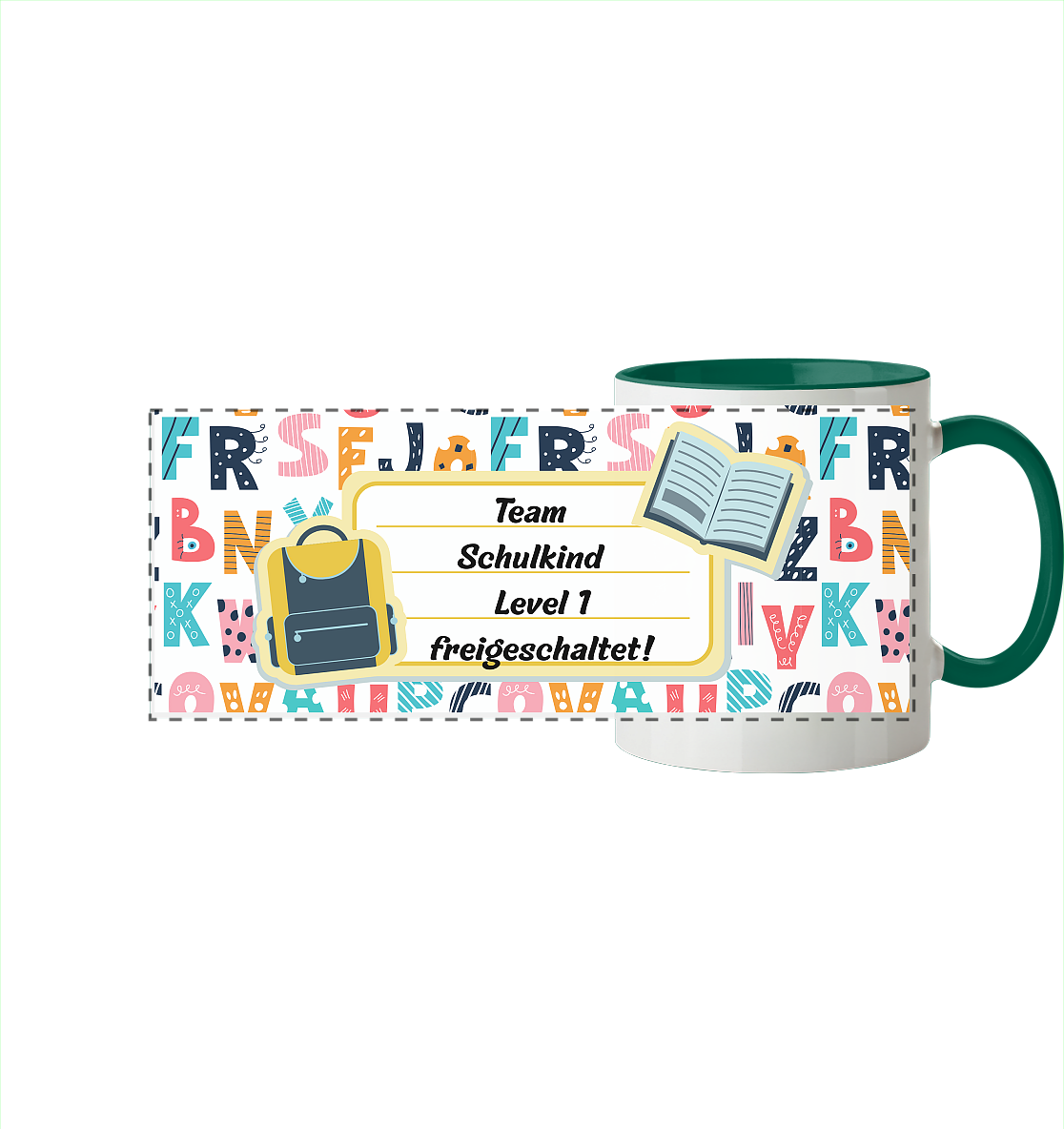 Schulanfang-Team  - Panorama Tasse zweifarbig