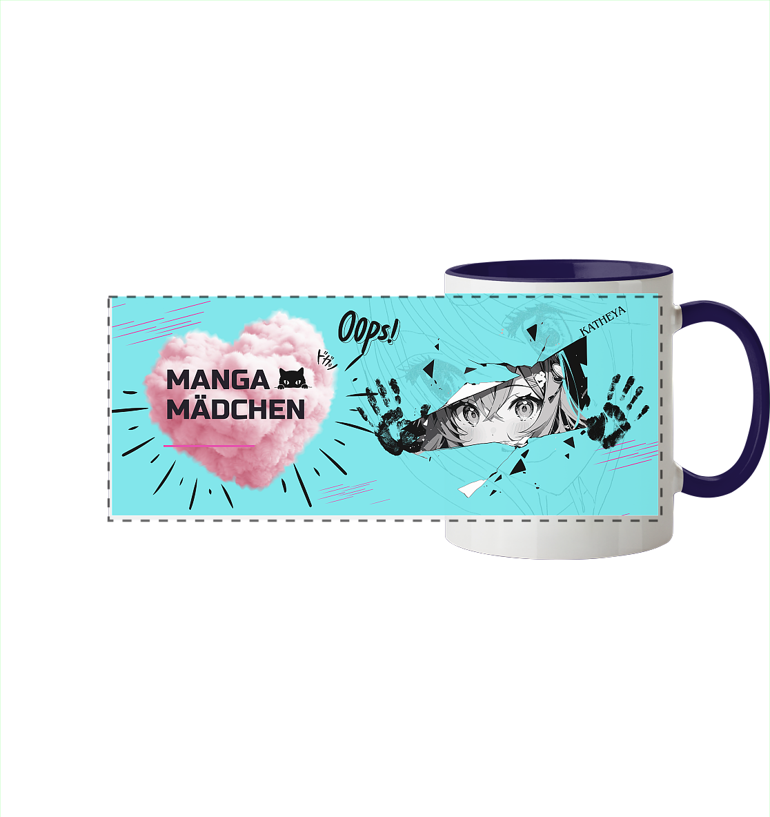 Manga Mädchen - Panorama Tasse zweifarbig