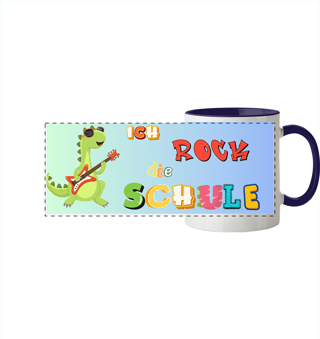 Schulanfang- Ich Rock die Schule - Panorama Tasse zweifarbig