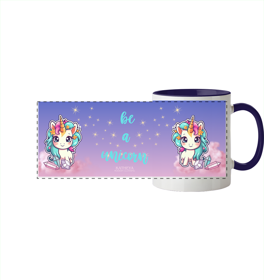 Einhorn - Be a Unicorn - Panorama Tasse zweifarbig