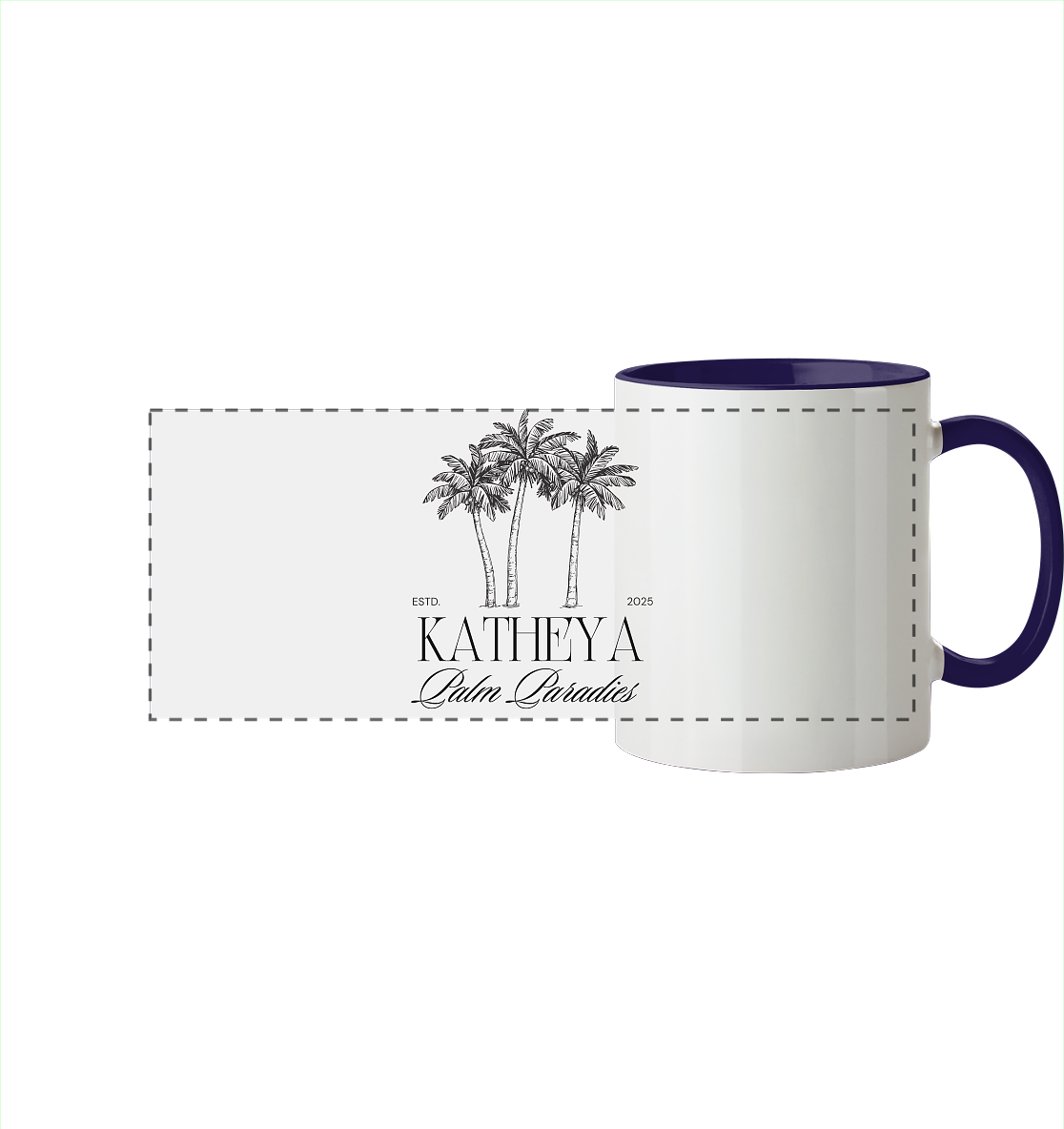 Palm Paradies  - Panorama Tasse zweifarbig