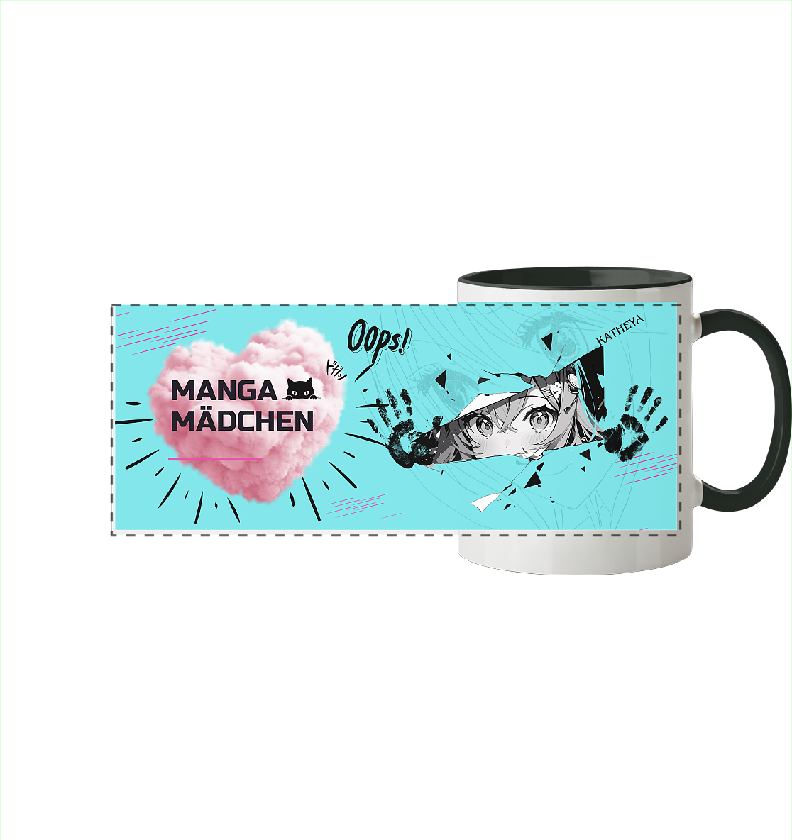 Manga Mädchen - Panorama Tasse zweifarbig