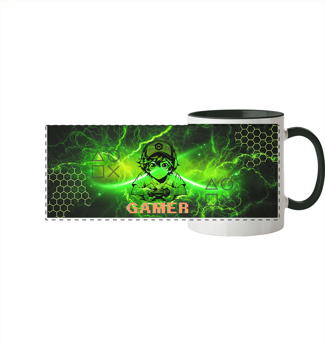 Gamer Boy - Panorama Tasse zweifarbig
