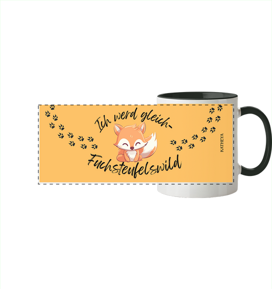 Fuchs - Ich werde gleich Fuchsteufelswild  - Panorama Tasse zweifarbig
