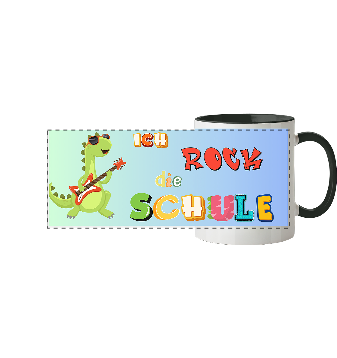 Schulanfang- Ich Rock die Schule - Panorama Tasse zweifarbig