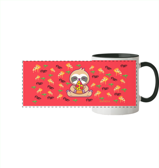 Faultier - Pizza  - Panorama Tasse zweifarbig