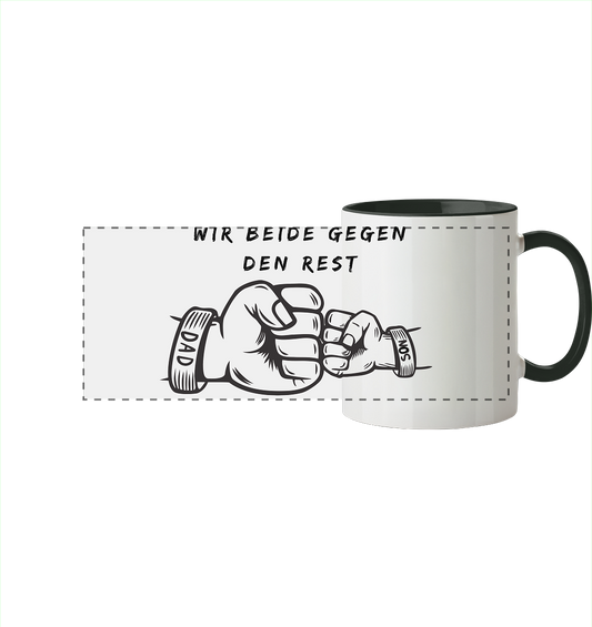 Vatertags Geschenk - Wir beide gegen den Rest - Panorama Tasse zweifarbig