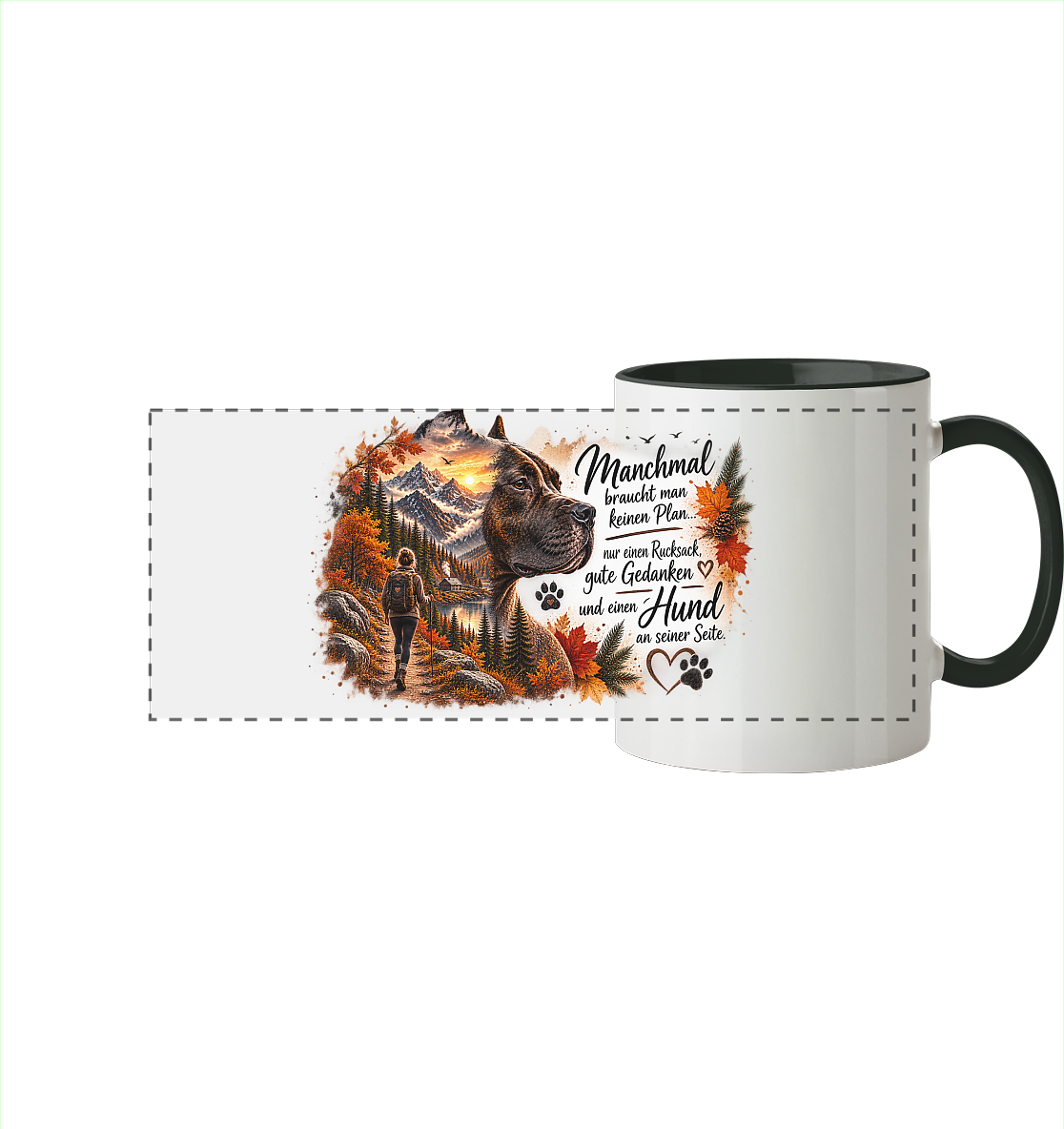 Amstaff- Liebe - Panorama Tasse zweifarbig