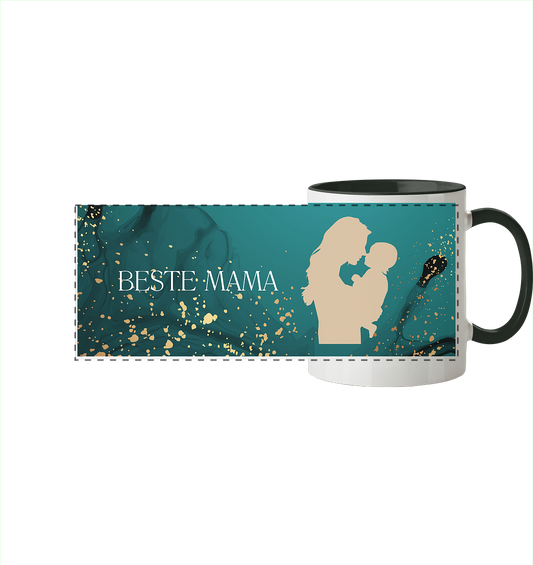 Muttertags Geschenk - Beste Mama - Panorama Tasse zweifarbig