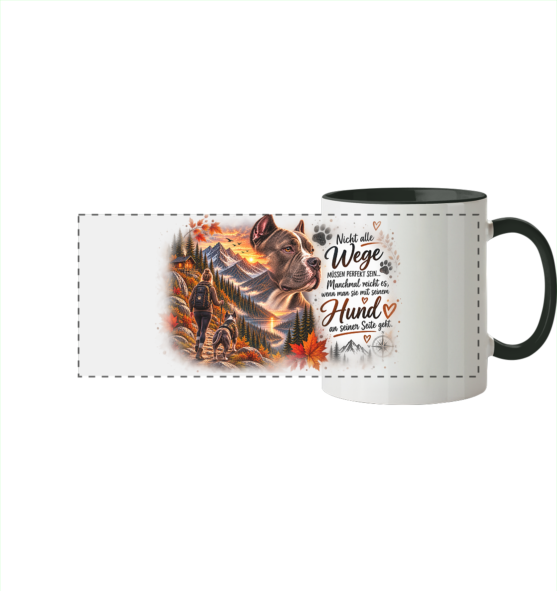 Dog Love - Panorama Tasse zweifarbig