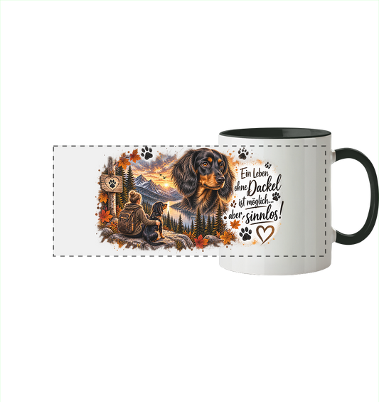 Dackel Liebe  - Panorama Tasse zweifarbig