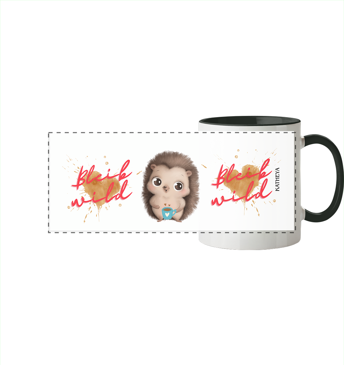 Igel- Bleib wild - Panorama Tasse zweifarbig
