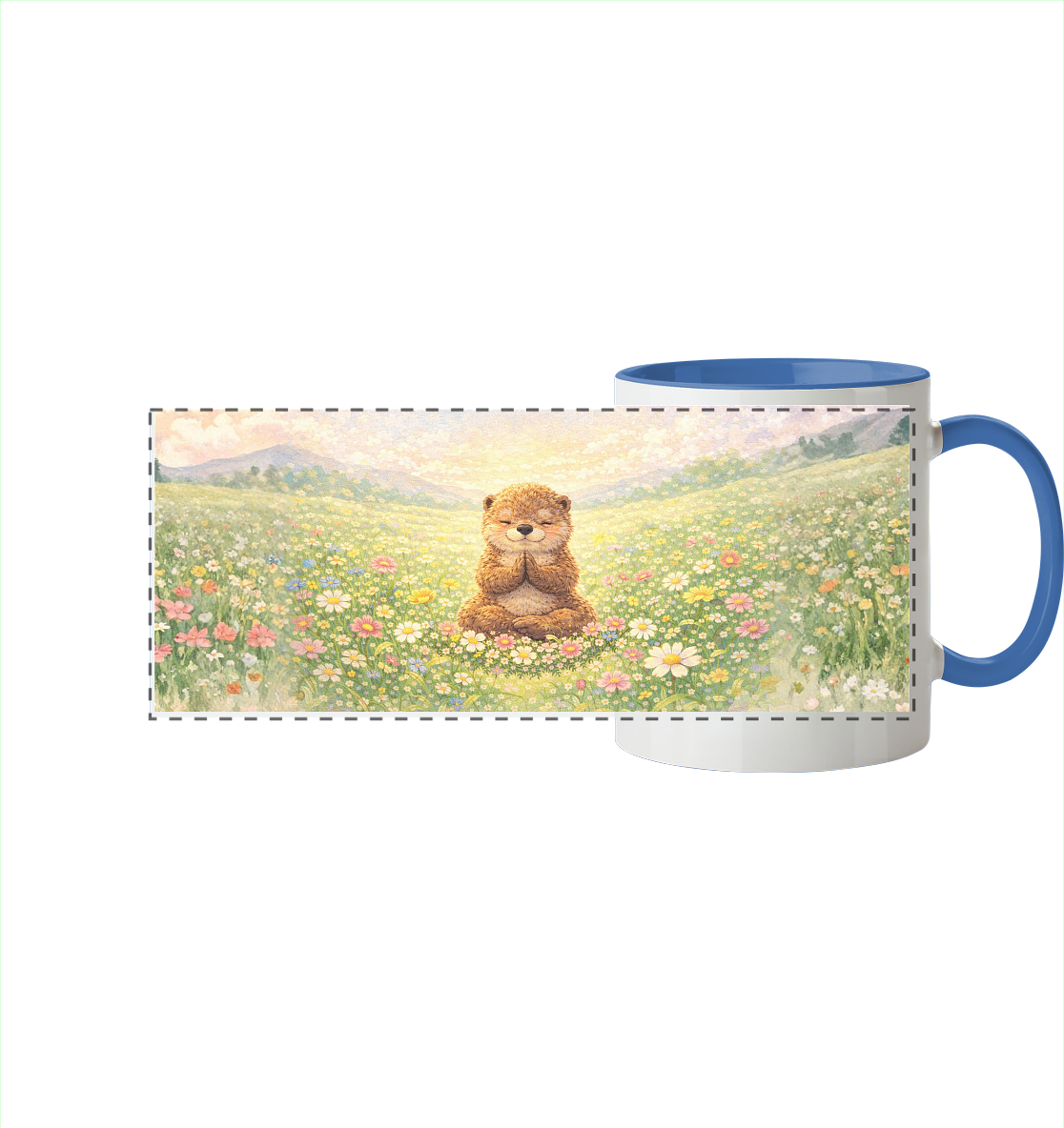 Otter - Namaste - Panorama Tasse zweifarbig