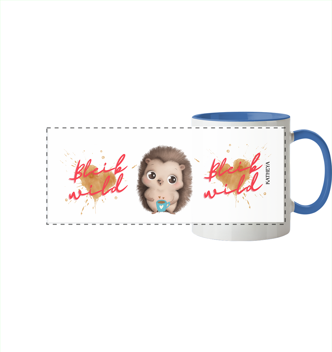 Igel- Bleib wild - Panorama Tasse zweifarbig