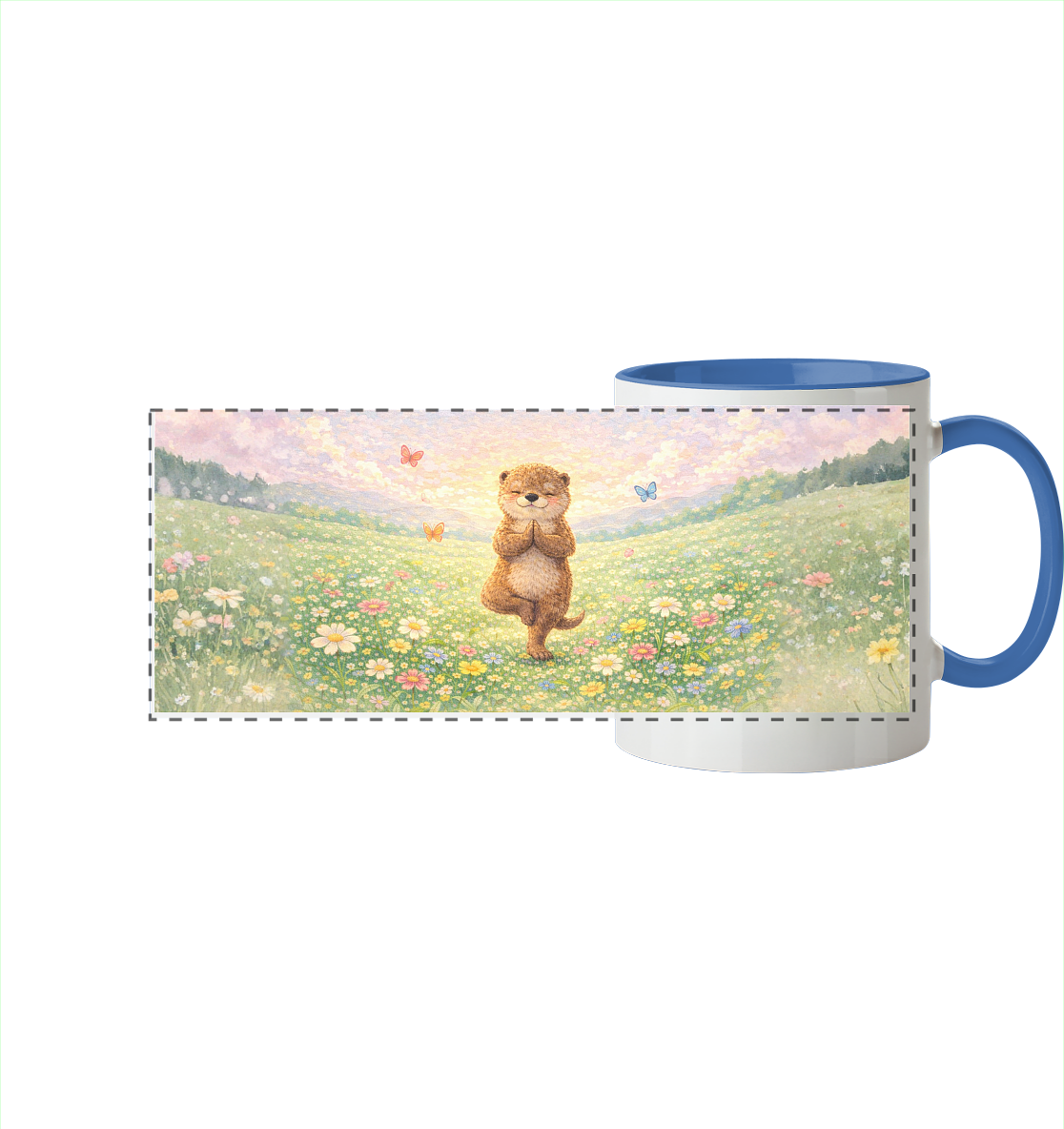 Otter - Yoga 2  - Panorama Tasse zweifarbig