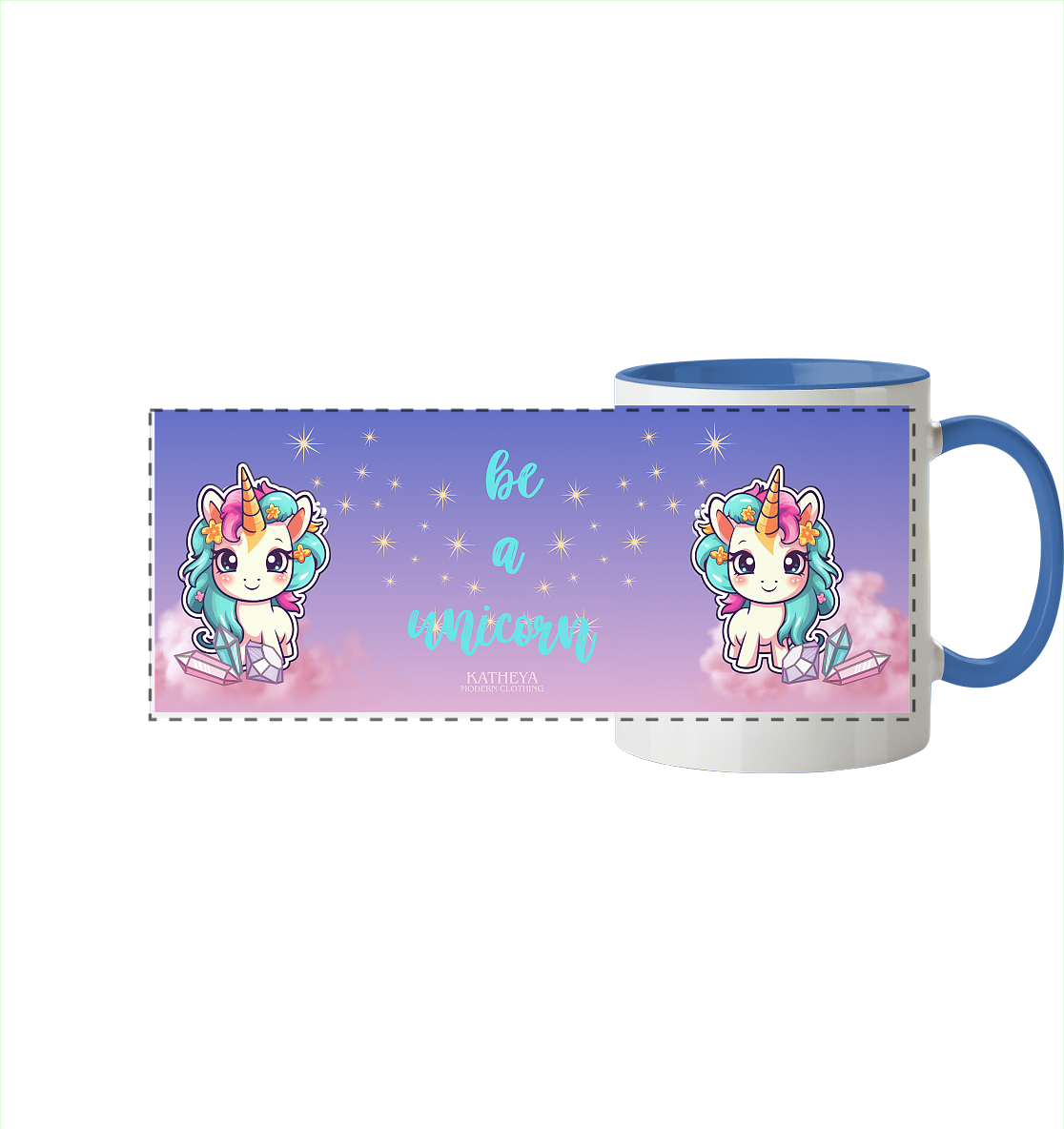 Einhorn - Be a Unicorn - Panorama Tasse zweifarbig