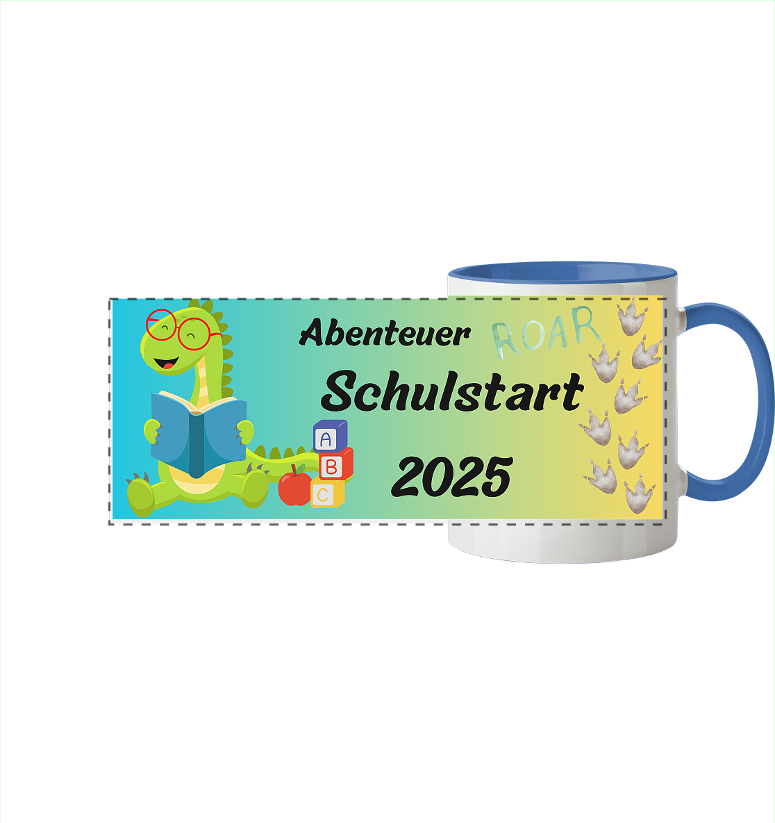 Schulanfang-Abenteuer Schulstart 2025 - Panorama Tasse zweifarbig