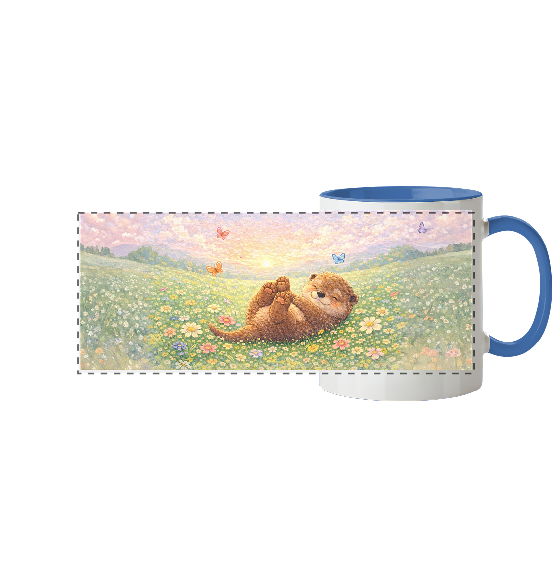 Otter - Wiese - Panorama Tasse zweifarbig