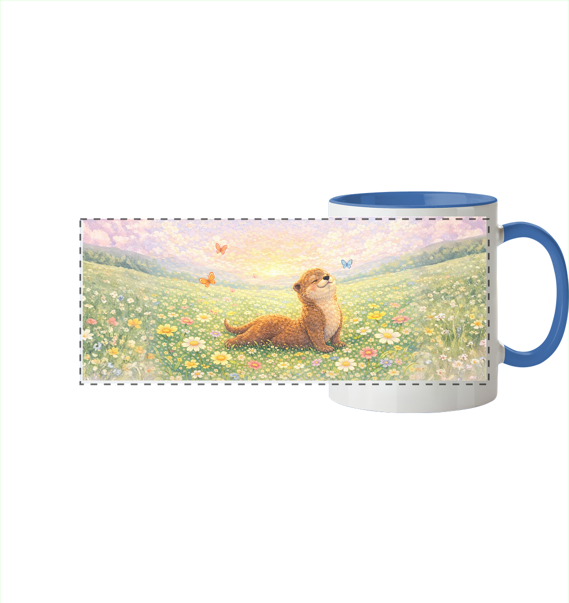 Otter - Yoga - Panorama Tasse zweifarbig