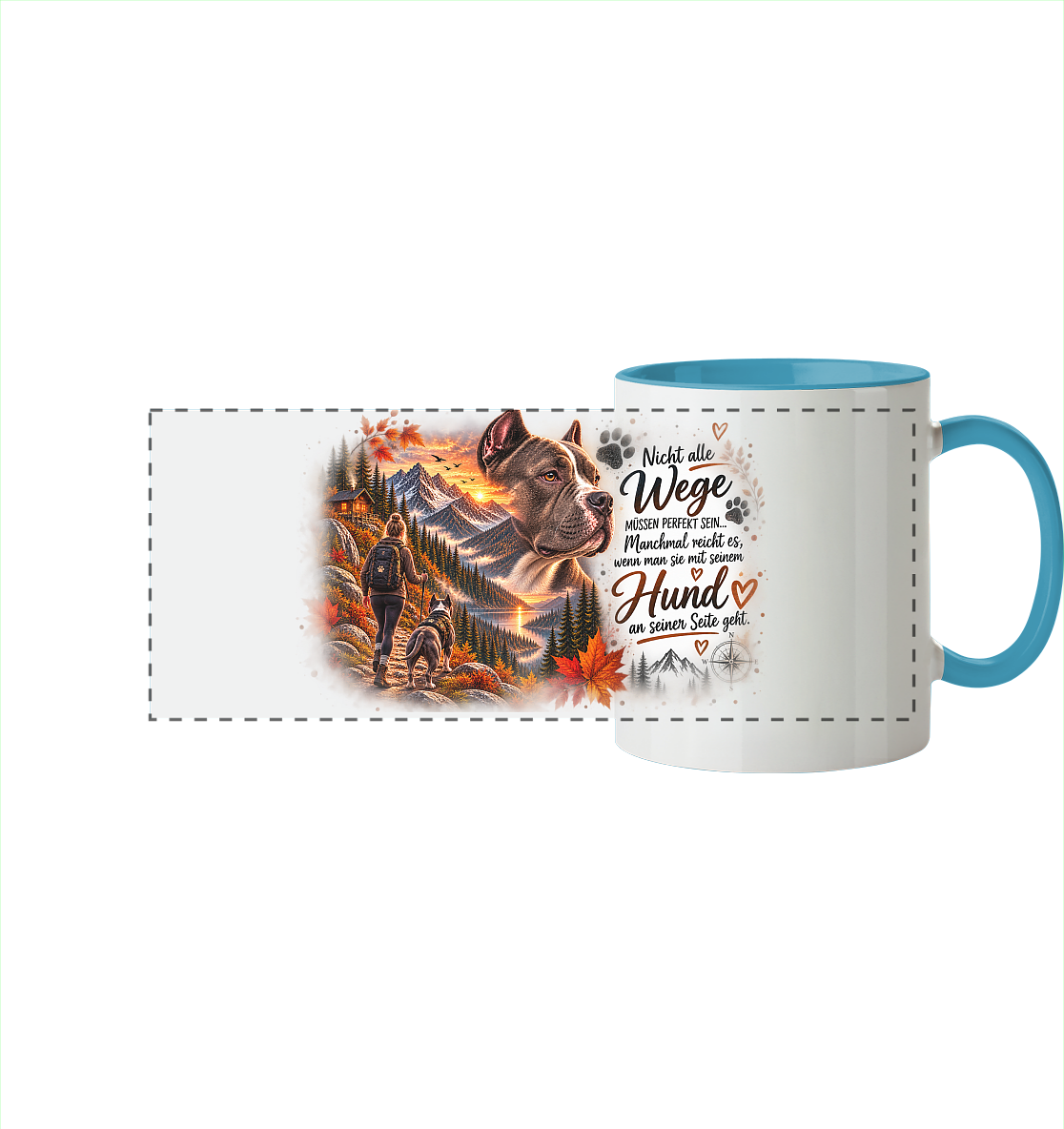 Dog Love - Panorama Tasse zweifarbig