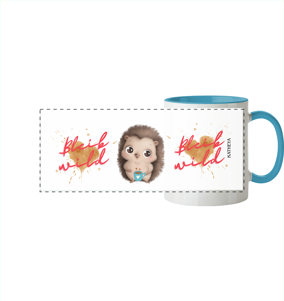 Igel- Bleib wild - Panorama Tasse zweifarbig