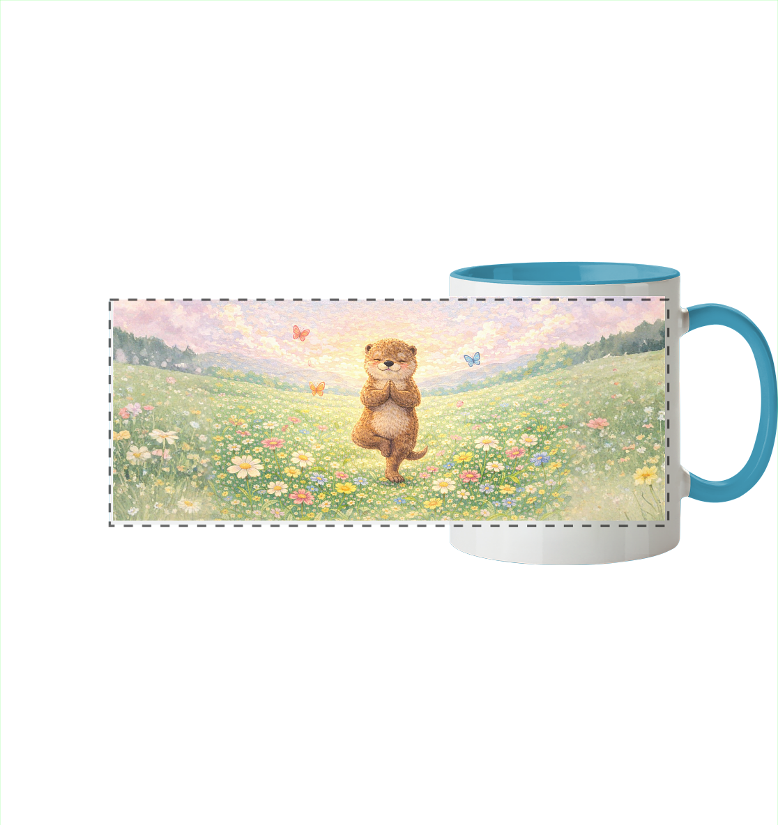 Otter - Yoga 2  - Panorama Tasse zweifarbig
